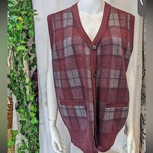 SERGIO LOUIS ITALY vintage Moda wool blend plaid sweater vest
